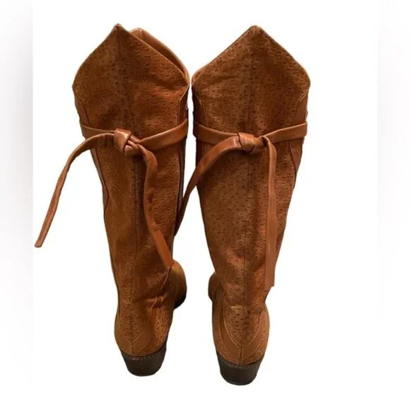 Vintage Italian Brown Leather Mid-Calf Boots Womens Size 8.5 - Picture 2 of 6